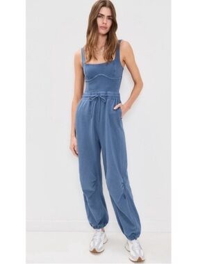 FP Movement by Free People Slate Blue Sleeveless Jogger Jumpsuit